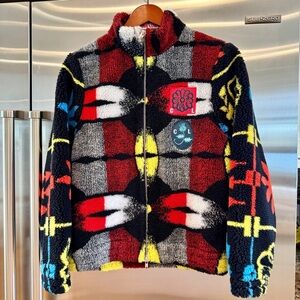 NWT Chopova Lowena Ranger Fleece Zip Up Jacket in Black Multi Brand New